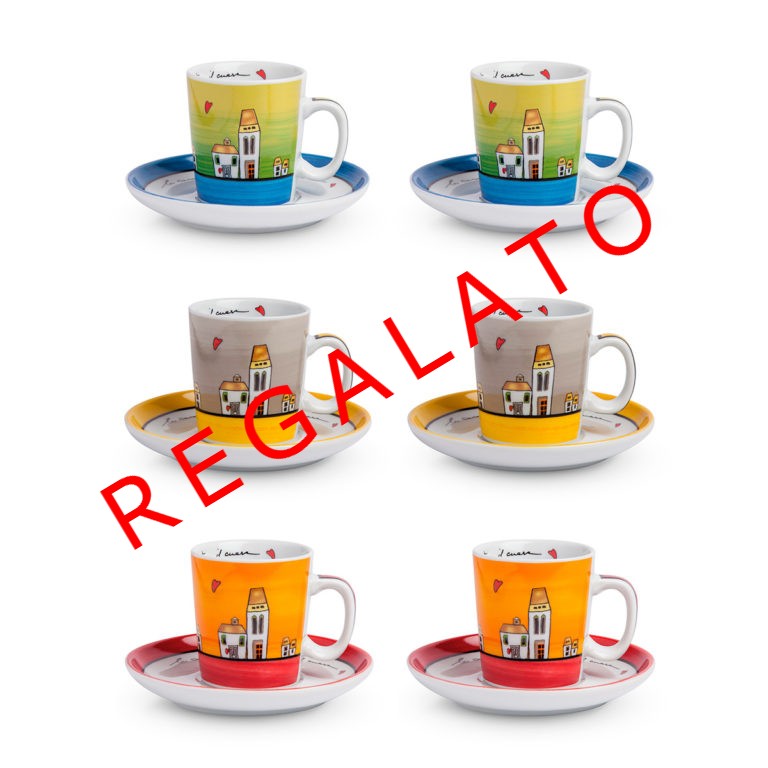 Set 6 Tazzine Caffe Casette Colorate Ml800 Cm10X10-H12,5